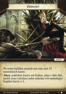 ukázka karty z karetní hry Game of Thrones